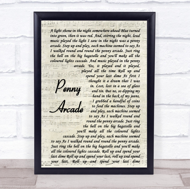 Roy Orbison Penny Arcade Vintage Script Song Lyric Poster Print