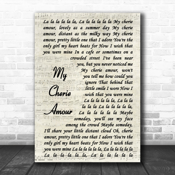 Stevie Wonder My Cherie Amour Vintage Script Song Lyric Poster Print