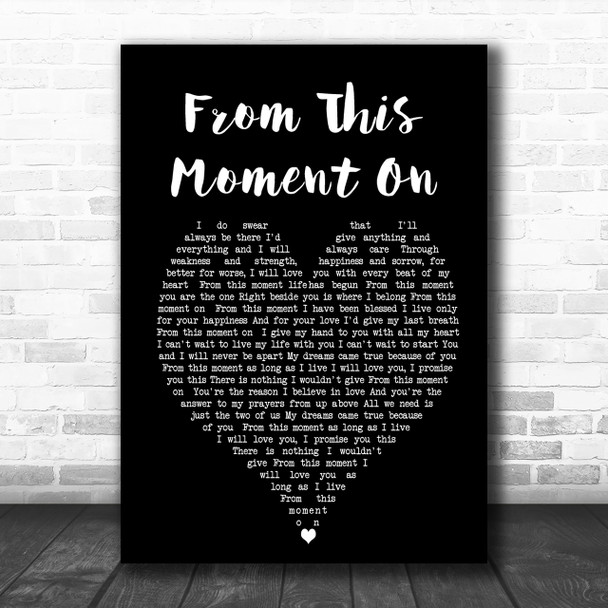From This Moment On Shania Twain Black Heart Song Lyric Music Wall Art Print