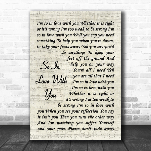 Texas So In Love With You Vintage Script Song Lyric Poster Print