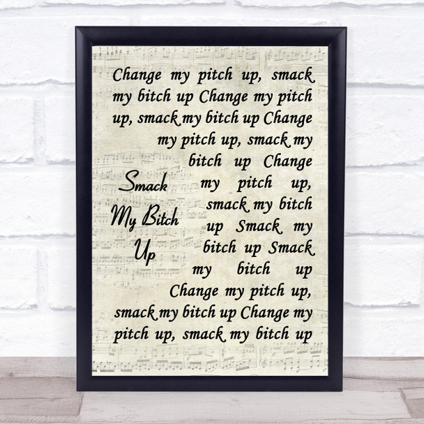 The Prodigy Smack My Bitch Up Vintage Script Song Lyric Poster Print