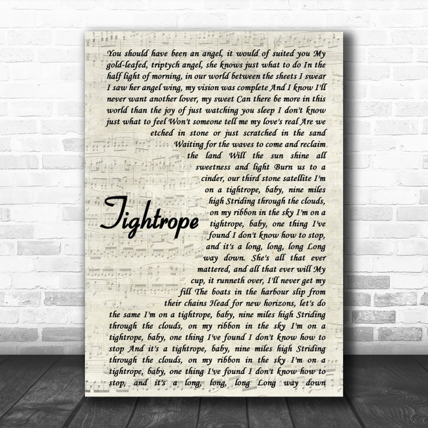 The Stone Roses Tightrope Vintage Script Song Lyric Poster Print