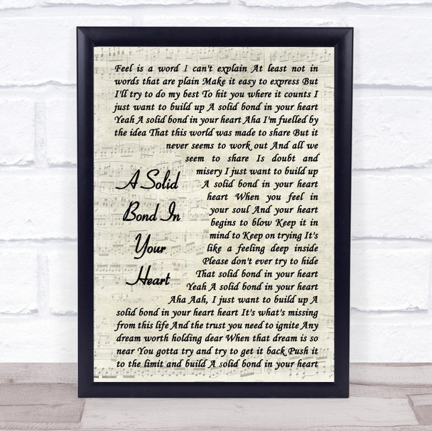 The Style Council A Solid Bond In Your Heart Vintage Script Song Lyric Poster Print