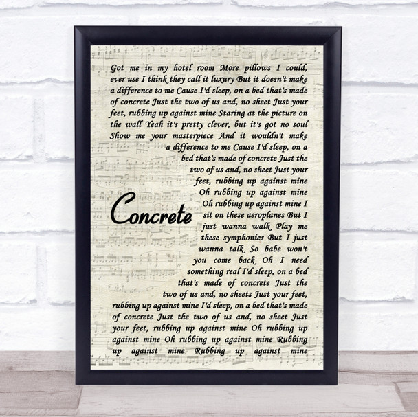 Tom Odell Concrete Vintage Script Song Lyric Poster Print