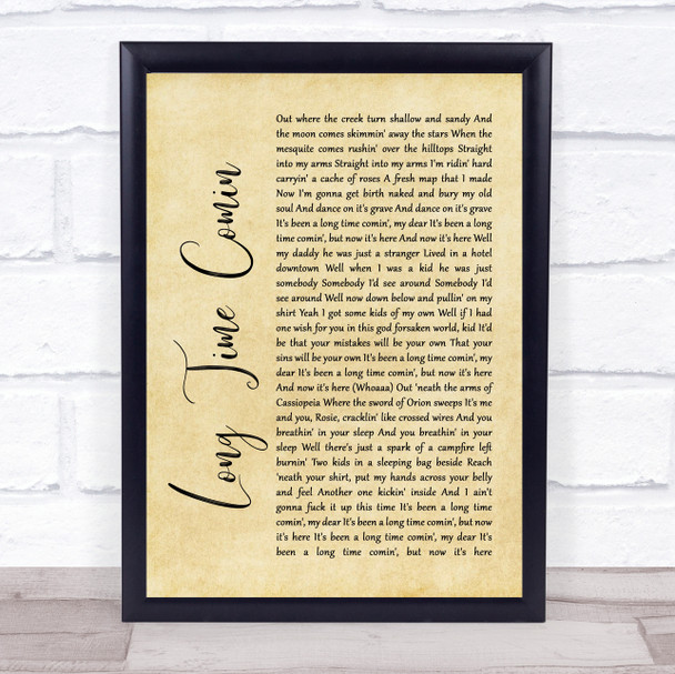 Bruce Springsteen Long Time Comin Rustic Script Song Lyric Poster Print