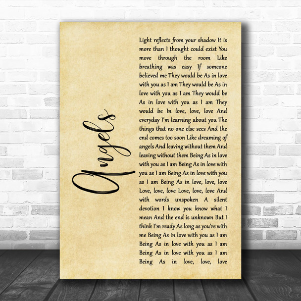 The xx Angels Rustic Script Song Lyric Poster Print