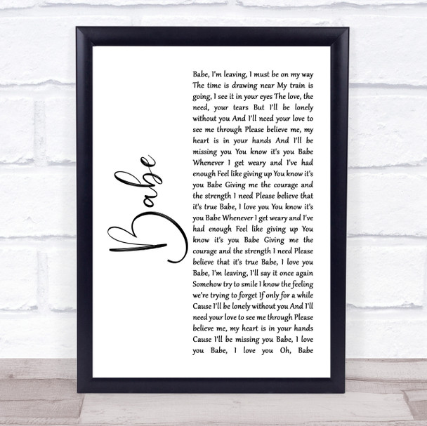 Up & Running Johnny & Marie Rustic Script Song Lyric Poster Print