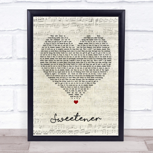 Ariana Grande Sweetener Script Heart Song Lyric Poster Print