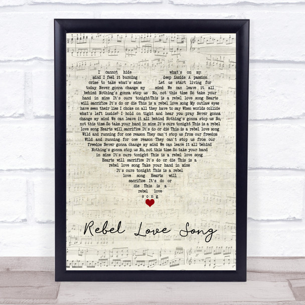 Black Veil Brides Rebel Love Song Script Heart Song Lyric Poster Print