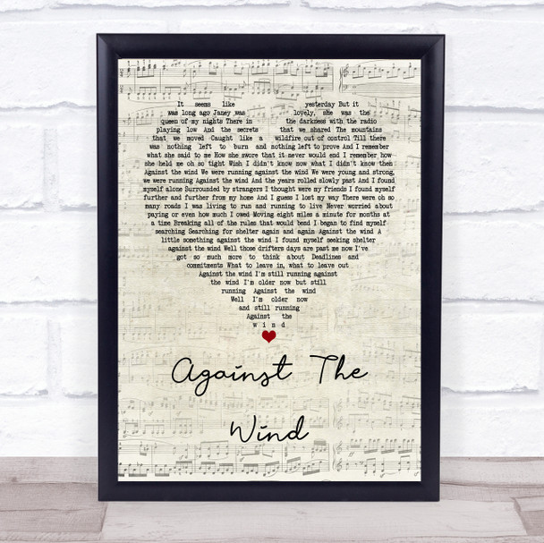 Bob Seger Against The Wind Script Heart Song Lyric Poster Print