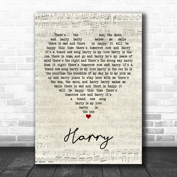 Catherine Howe Harry Script Heart Song Lyric Poster Print