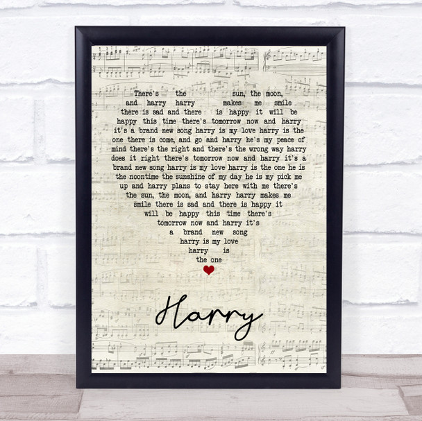 Catherine Howe Harry Script Heart Song Lyric Poster Print