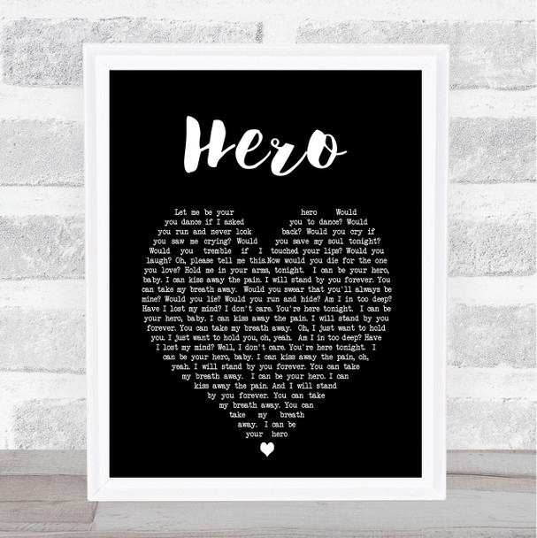 Hero Enrique Iglesias Black Heart Song Lyric Music Wall Art Print