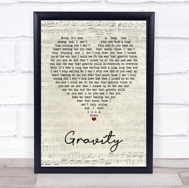 Embrace Gravity Script Heart Song Lyric Poster Print