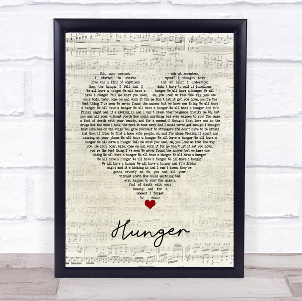 Florence + The Machine Hunger Script Heart Song Lyric Poster Print