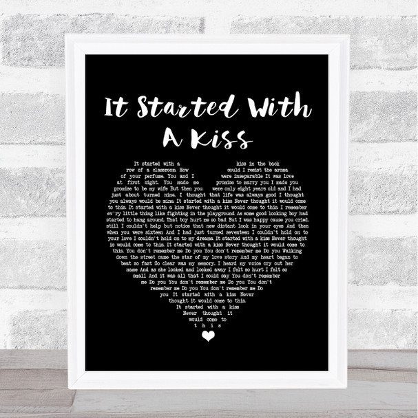 Hot Chocolate It Started With A Kiss Black Heart Song Lyric Music Wall Art Print
