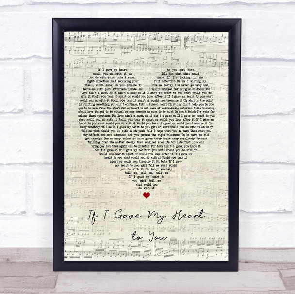 John McLean If I Gave My Heart to You Script Heart Song Lyric Poster Print