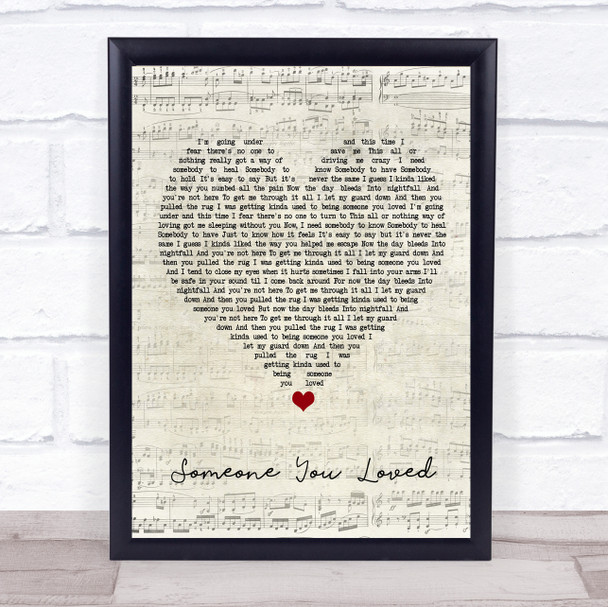 Lewis Capaldi Someone You Loved Script Heart Song Lyric Poster Print