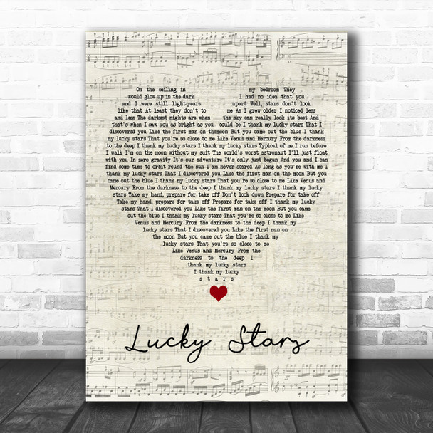 Lucy Spraggan Lucky Stars Script Heart Song Lyric Poster Print