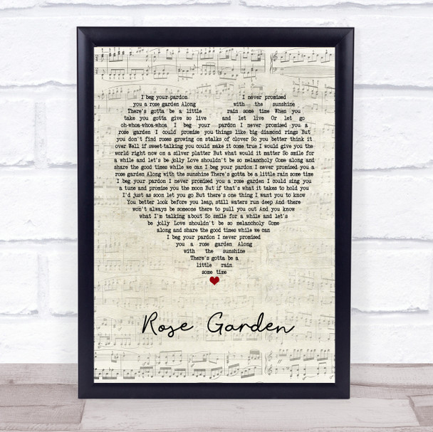 Lynn Anderson Rose Garden Script Heart Song Lyric Poster Print