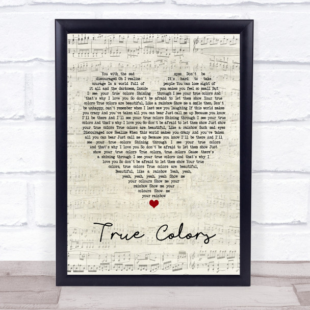 Phil Collins True Colors Script Heart Song Lyric Poster Print