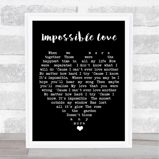 Impossible Love UB40 Black Heart Song Lyric Music Wall Art Print