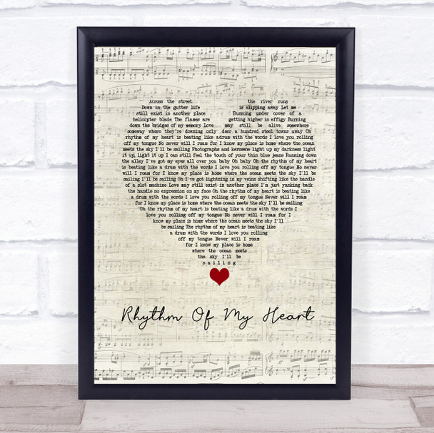 Rod Stewart Rhythm Of My Heart Script Heart Song Lyric Poster Print