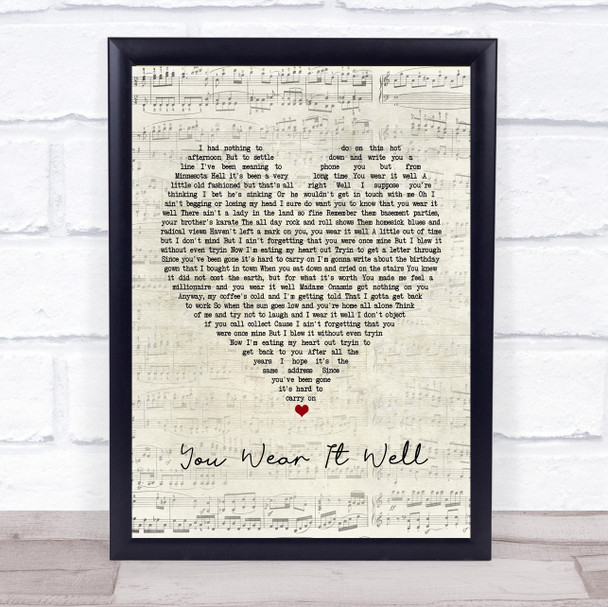 Rod Stewart You Wear It Well Script Heart Song Lyric Poster Print