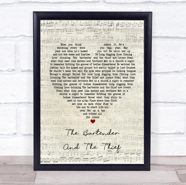 Stereophonics The Bartender And The Thief Script Heart Song Lyric Poster Print