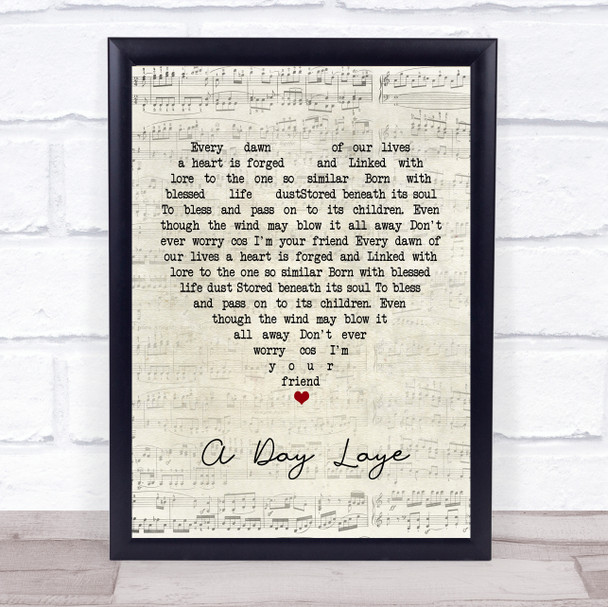 T. Rex A Day Laye Script Heart Song Lyric Poster Print