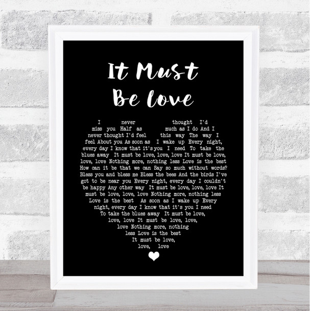 It Must Be Love Madness Black Heart Song Lyric Music Wall Art Print