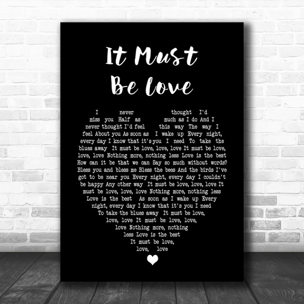 It Must Be Love Madness Black Heart Song Lyric Music Wall Art Print