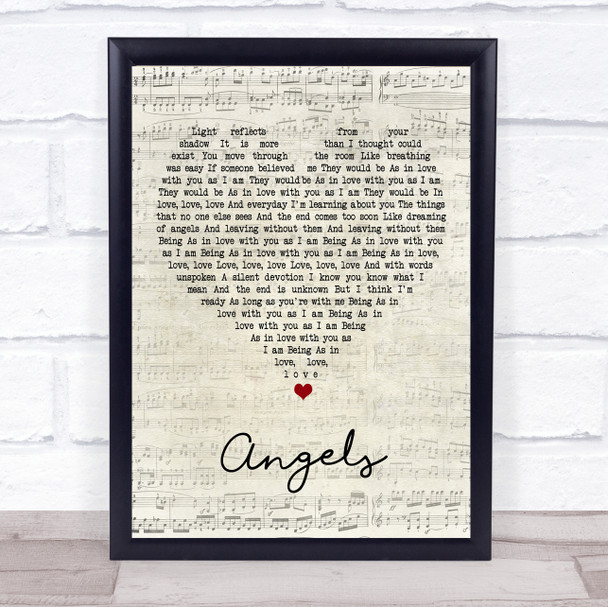The xx Angels Script Heart Song Lyric Poster Print