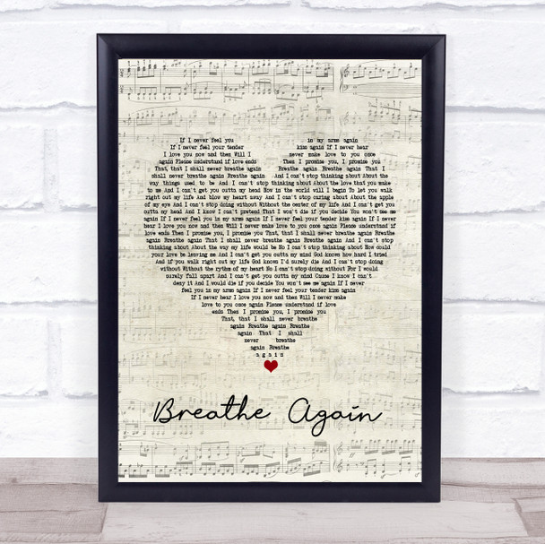 Toni Braxton Breathe Again Script Heart Song Lyric Poster Print