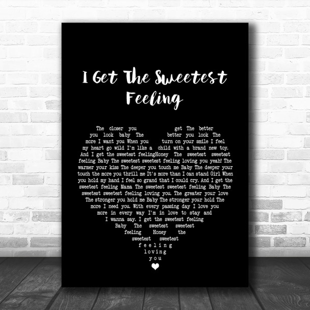 Jackie Wilson I Get The Sweetest Feeling Black Heart Song Lyric Music Wall Art Print