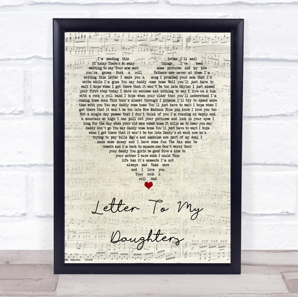 Uncle Kracker Letter To My Daughters Script Heart Song Lyric Poster Print