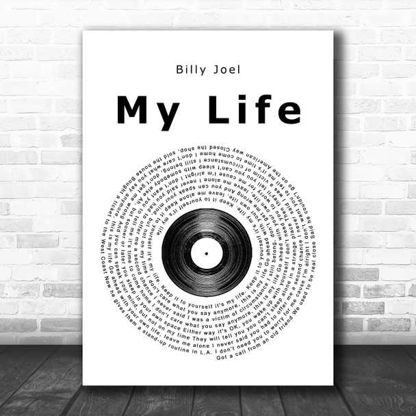 Billy Joel My Life Vinyl Record Song Lyric Poster Print