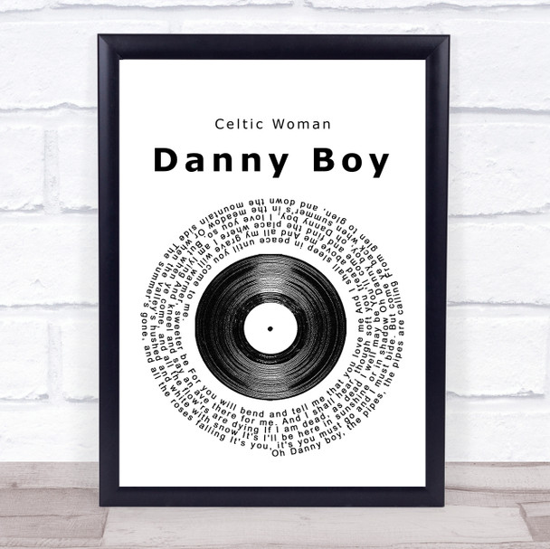 Celtic Woman Danny Boy Vinyl Record Song Lyric Poster Print