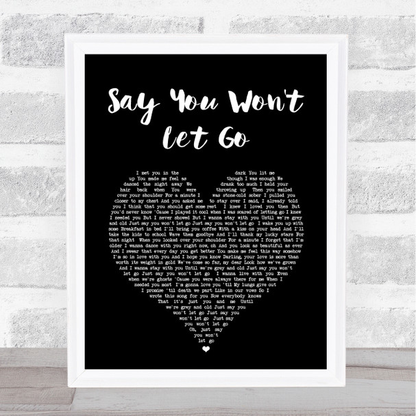 James Arthur Say You Won't Let Go Black Heart Song Lyric Music Wall Art Print