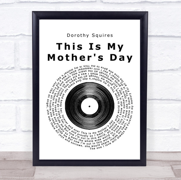 Dorothy Squires This Is My Mother's Day Vinyl Record Song Lyric Poster Print