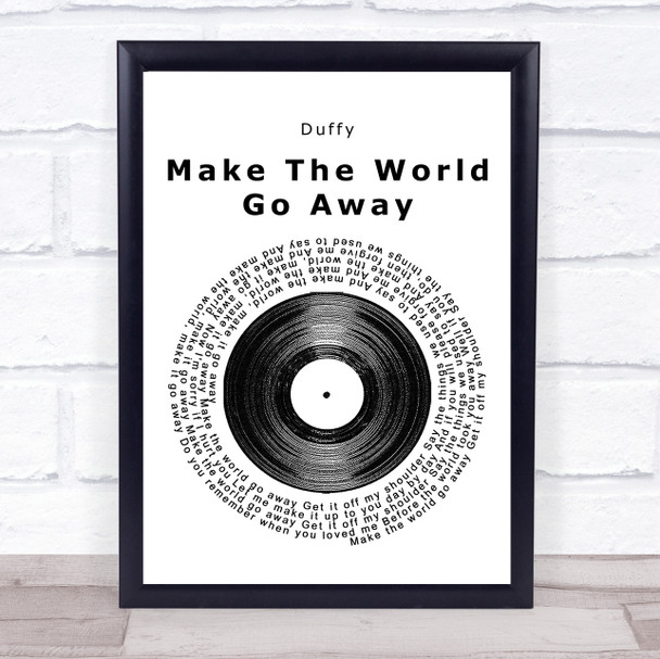 Duffy Make The World Go Away Vinyl Record Song Lyric Poster Print