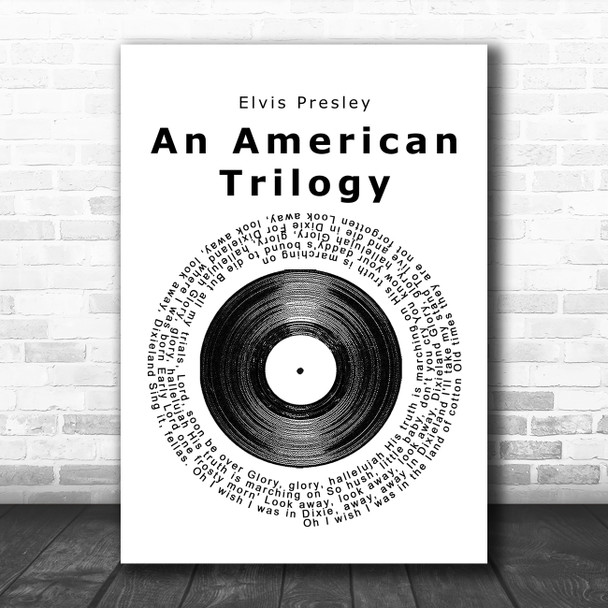 Elvis Presley An American Trilogy Vinyl Record Song Lyric Poster Print