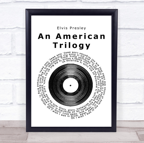 Elvis Presley An American Trilogy Vinyl Record Song Lyric Poster Print