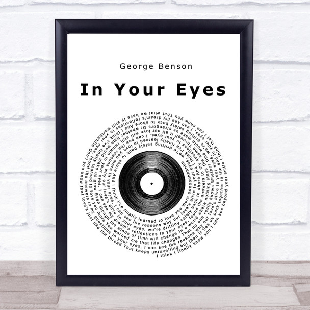 George Benson In Your Eyes Vinyl Record Song Lyric Poster Print