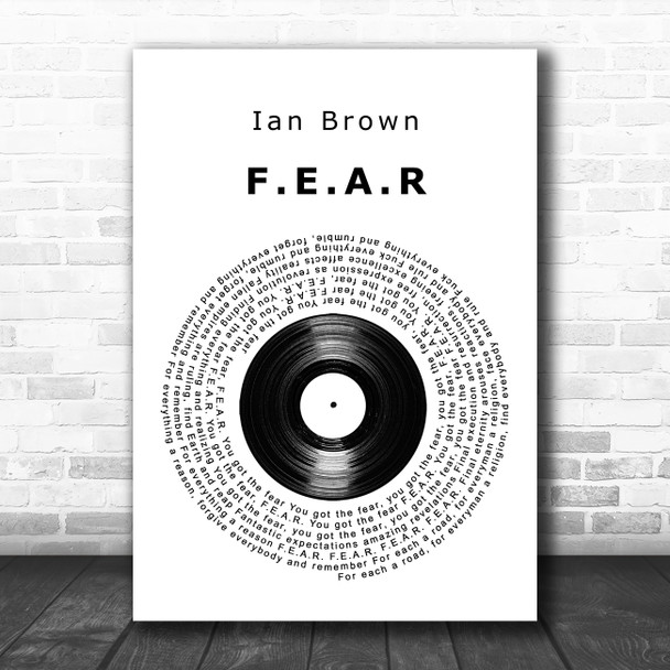 Ian Brown FEAR Vinyl Record Song Lyric Poster Print