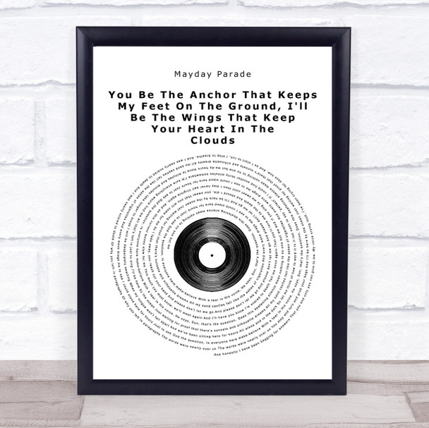 Mayday Parade You Be The Anchor That Keeps My Feet On The Ground Vinyl Record Song Lyric Poster Print