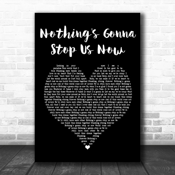 Jefferson Starship Nothing's Gonna Stop Us Now Black Heart Song Lyric Music Wall Art Print