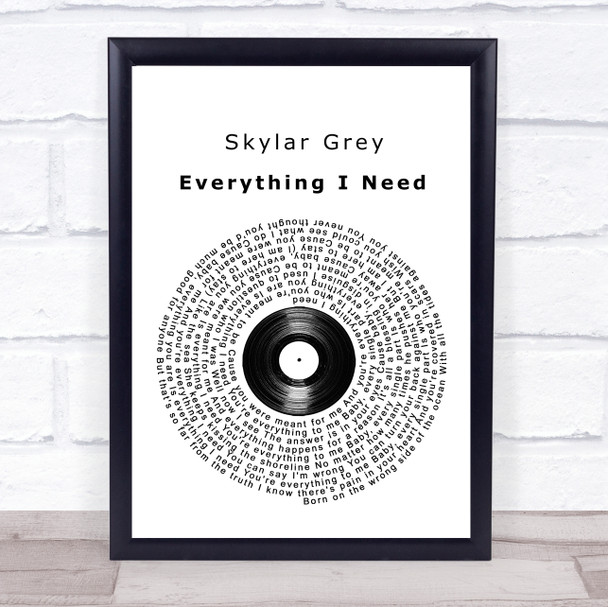 Skylar Grey Everything I Need Vinyl Record Song Lyric Poster Print