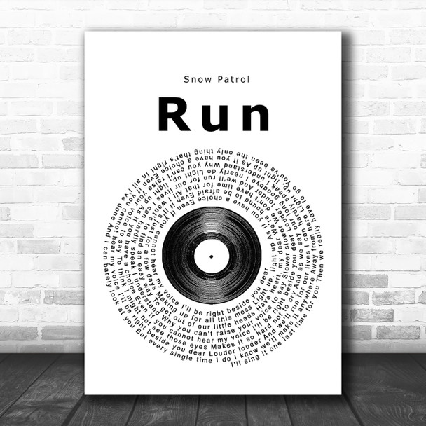 Snow Patrol Run Vinyl Record Song Lyric Poster Print