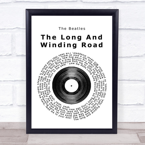 The Beatles The Long And Winding Road Vinyl Record Song Lyric Poster Print